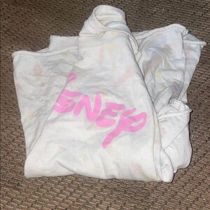 Disney Pink Logo on White Sweatshirt